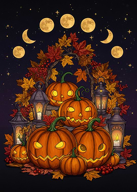 Halloween Pumpkins and Moon Phases