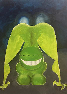 Green Smiling Creature Painting