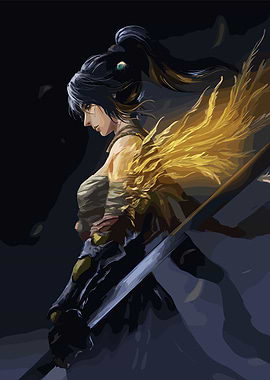 Female Warrior with Sword Digital Art