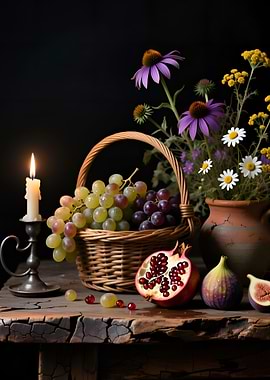 Still Life with Fruit, Flowers, and Candle