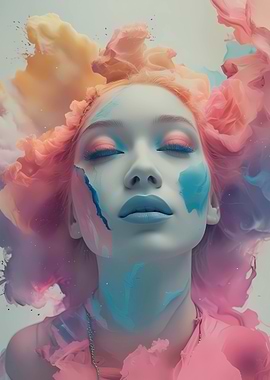 Abstract Portrait with Colorful Smoke