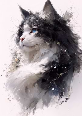 Elegant Black and White Cat Portrait
