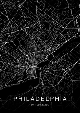 Philadelphia City Map - Black and White