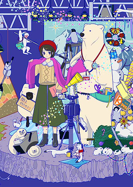 Whimsical Arctic Film Set Illustration