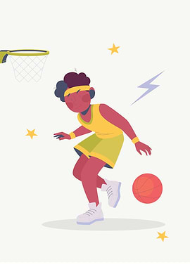 Basketball player dribbling the ball