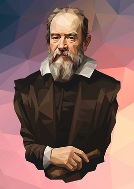 Portrait of Galileo Galilei Low Poly