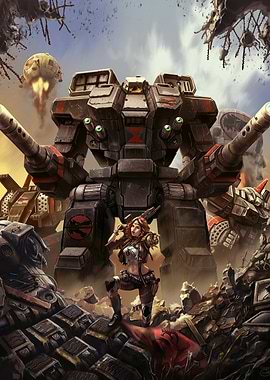 Mech Warrior and Giant Robot