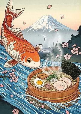 Koi Fish and Ramen Bowl