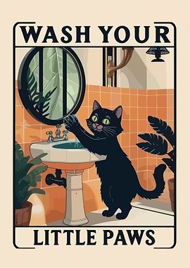 Wash Your Little Paws Cat Art
