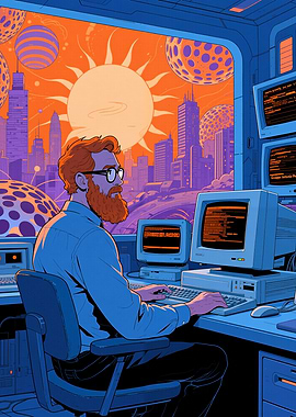 Retro futuristic programmer