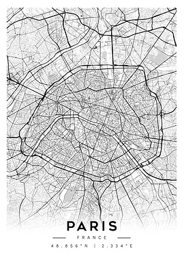 Paris City Map Art Minimalist