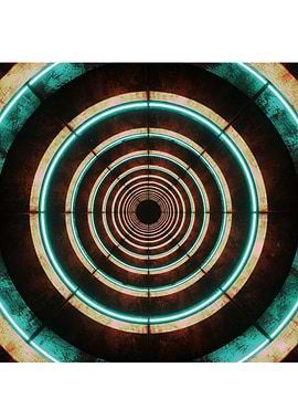 Abstract Circular Tunnel with Neon Lights