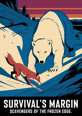 Survival's Margin: Bear and Fox Illustration