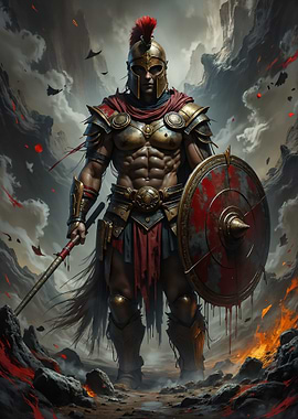Spartan Warrior in Battle Stance