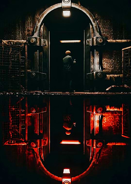 Silent Hill Industrial Doorway with Reflection