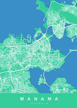 Manama, Bahrain City Map Art