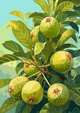 Guava Tree Illustration
