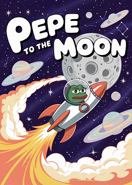 Pepe to the Moon Cartoon