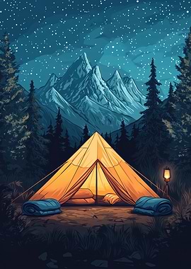Night Camping Under Starry Sky