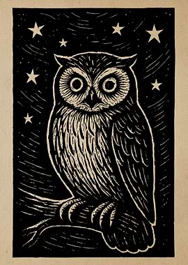 Owl in the Night Sky Art