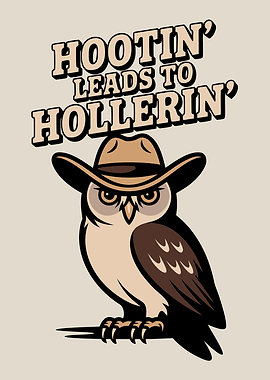 Cowboy Owl Cartoon Illustration
