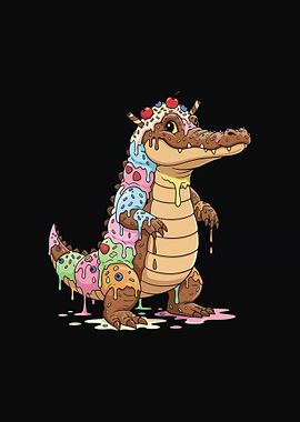 Ice Cream Alligator Cartoon