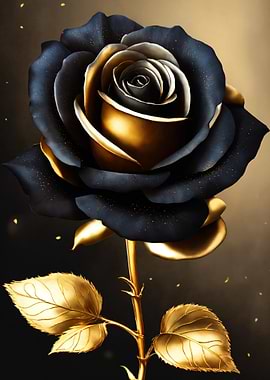 Elegant Black and Gold Rose