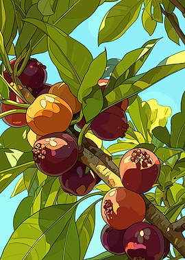Mangosteen Tree Illustration