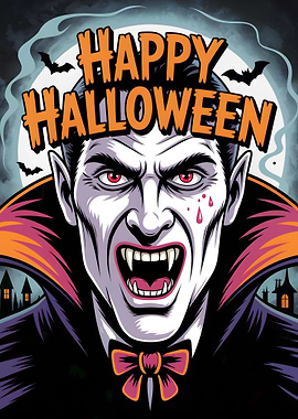 Happy Halloween Vampire Illustration