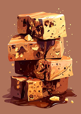 Stack of Brownies with Chocolate Drizzle