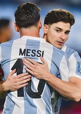 Messi and Alvarez Hugging Celebration