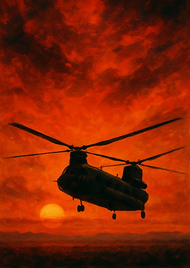 Helicopter at Sunset
