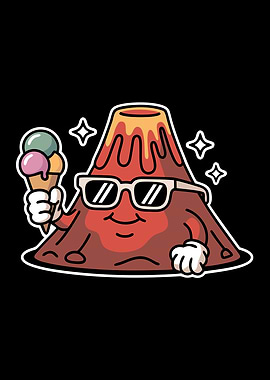 Volcano Eating Ice Cream