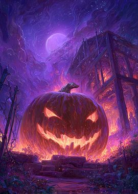 Halloween Pumpkin with Spooky Background
