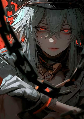 Anime Girl with Red Eyes and Chains