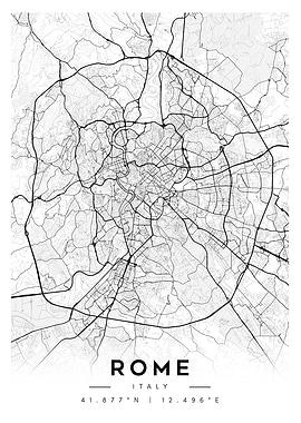 Rome Italy City Map Art Minimalist