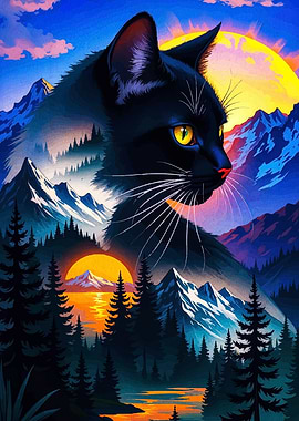 Black Cat Mountain Landscape Art