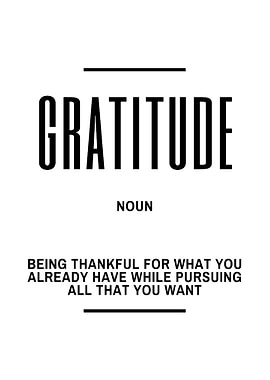 Gratitude Definition Black and White Art
