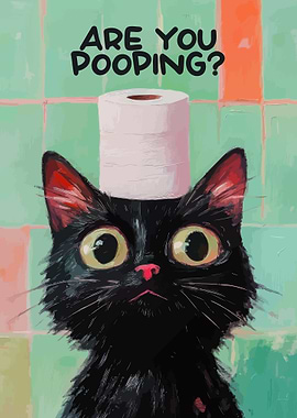 Funny Cat with Toilet Paper Hat