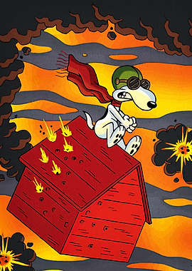 Snoopy Flying Ace Cartoon Art