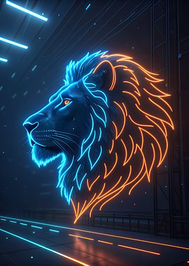 Neon Lion Head Profile