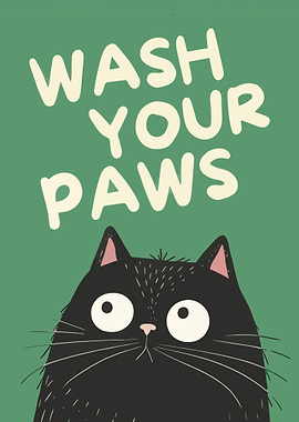Wash Your Paws Cat Art
