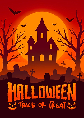 Halloween Haunted House Illustration