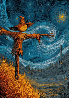 Scarecrow in Starry Night Style