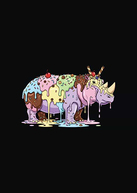 Ice Cream Rhino Cartoon