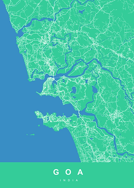 Goa, India Map Art