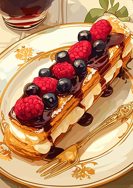 Delicious Berry Pastry with Chocolate Drizzle