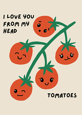 Cute Tomato Vine Cartoon Illustration