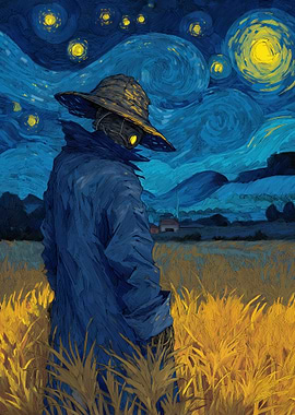 Scarecrow in Starry Night Style