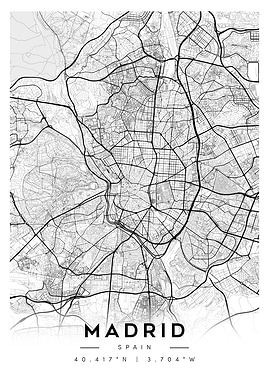Madrid, Spain City Map Art Minimalist